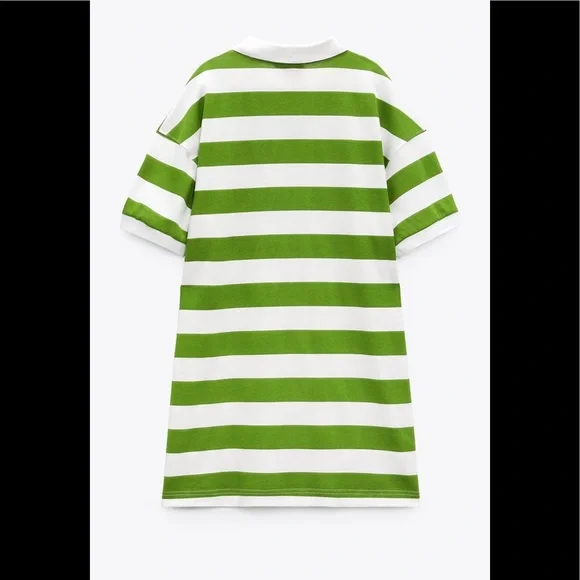 New Zara Coca Cola Striped Dress Green White - Picture 4 of 9